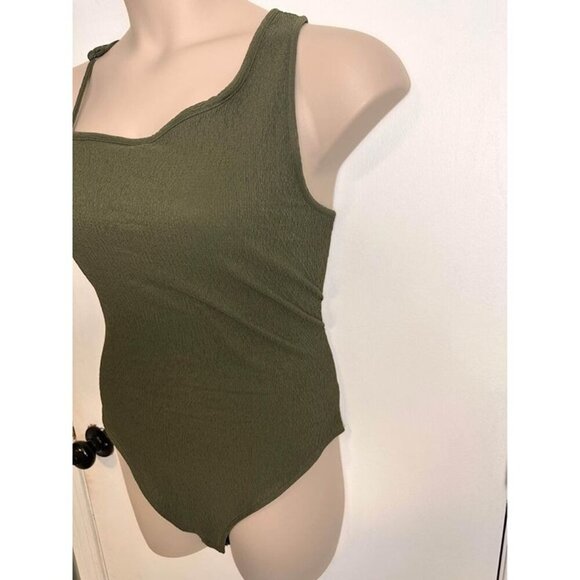 Bodysuit Olive Green Asymmetrical with adjustable straps size XL #0738 - Picture 3 of 9